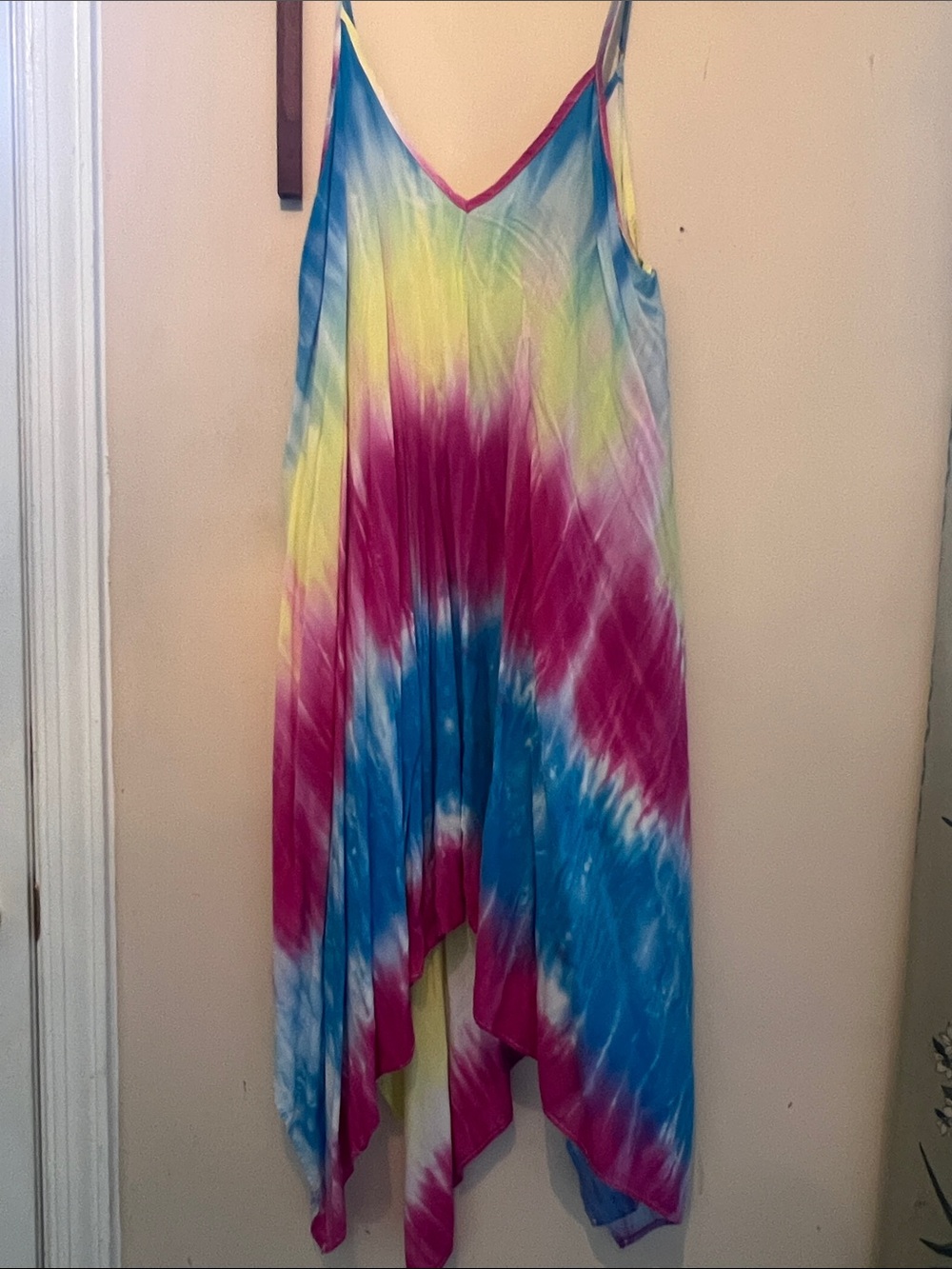 JnK Tie-Dye Spaghetti Strap One-Piece in Pink, Blue & Yellow